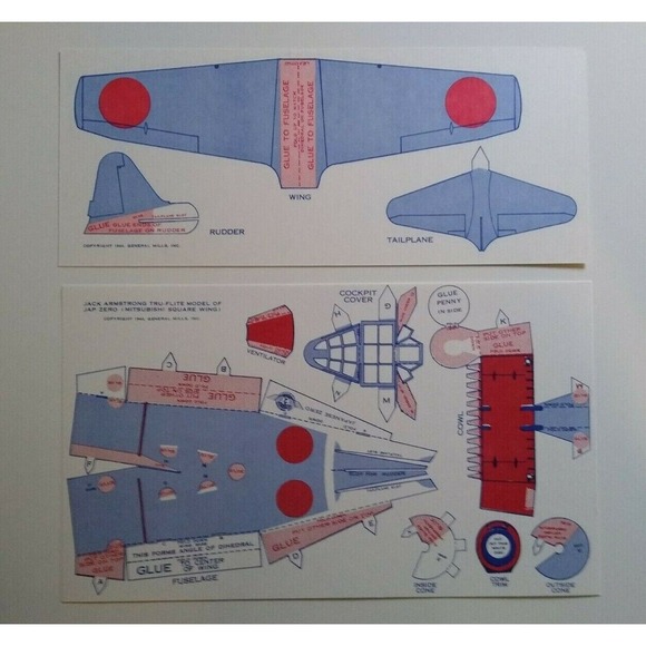 Airplane Toy Jack Armstrong Vintage Tru-Flite Model Japanese Zero GM Cereal - Picture 2 of 10